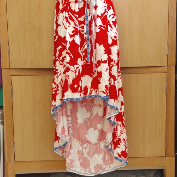 NWT Red/White/Blue Floral Hi Low Maxi Dress SZ M By Flying Tomato - Picture 2 of 9
